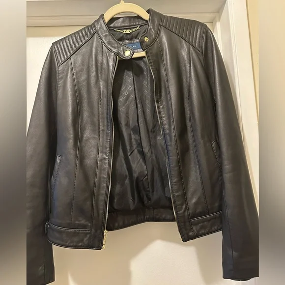 Cole Haan Black Leather Jacket - Picture 2 of 6